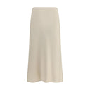 Cream Acetate Midi Skirt