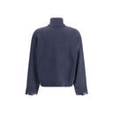 Blue Fleece Wool Turtleneck