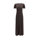 Brown Fleece Wool Long Dress