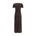 Brown Fleece Wool Long Dress