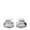 Gray Leather Flat Sandals