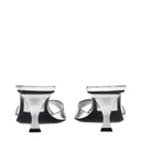 Gray Leather Flat Sandals