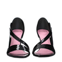 Black Leather Stiletto Heel Sandals