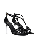 Black Leather Stiletto Heel Sandals