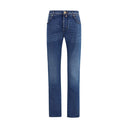 Blue Cotton Slim Fit Jeans
