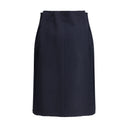 Blue Fleece Wool Midi Skirt