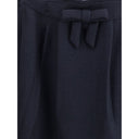 Blue Fleece Wool Midi Skirt