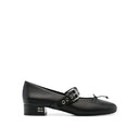 Black Calfskin Mid Heel Pumps