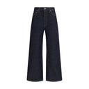 Blue Cotton Straight-Leg Jeans