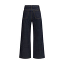 Blue Cotton Straight-Leg Jeans
