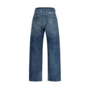 Blue Cotton Straight-Leg Jeans