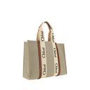 Beige Linen Shoulder Bag