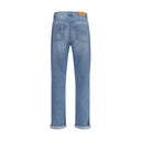 Light Blue Cotton Straight-Leg Jeans