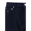 Blue Cotton Straight-Leg Jeans