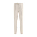 Cream Cotton Casual Pants