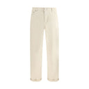 White Cotton Straight-Leg Jeans