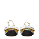 Black Fabric Mid Heel Pumps