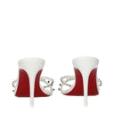 White Leather Stiletto Heel Sandals