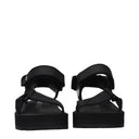Black Fabric Flat Sandals