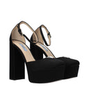 Black Satin Platform Pumps