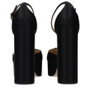 Black Satin Platform Pumps