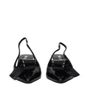 Black Leather Stiletto Heel Sandals