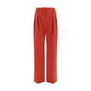 Red Fleece Wool Flared Pants