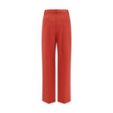 Red Fleece Wool Flared Pants