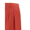 Red Fleece Wool Flared Pants