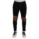 Black Cotton Skinny Pants