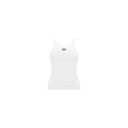 White Cotton Sleeveles T-Shirt