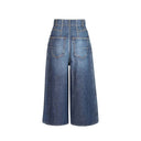 Blue Cotton High-Waisted Jean