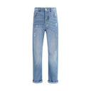 Light Blue Cotton Relaxed Fit Jeans