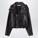 Acne Studios Brown leather over bomber jacket