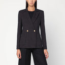 Harris Wharf London Brown and blue check double-breasted wool jacket