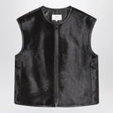 Loulou Studio Brown Ampas vest in pony-effect leather