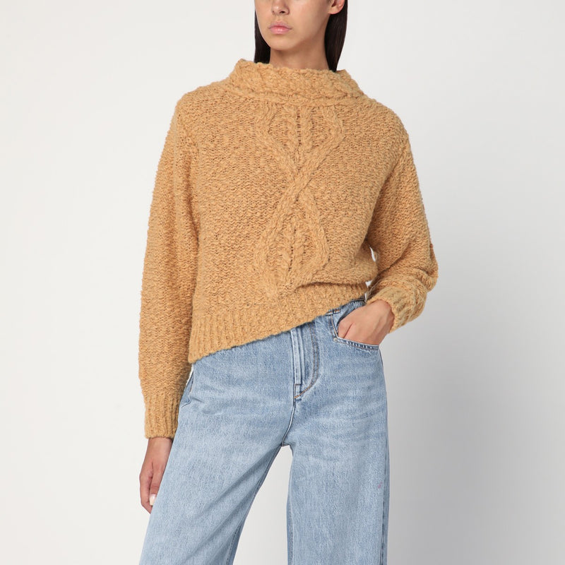 ISABEL MARANT Caramel-coloured Romane sweater with cable knit
