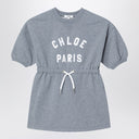 Vestido gris de manga larga Chloé con logotipo