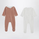 Chloé Set de 2 pijamas de algodón blanco y beige
