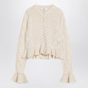 Cárdigan de ganchillo color latte de mezcla de algodón Chloé