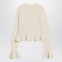 Cárdigan de ganchillo color latte de mezcla de algodón Chloé