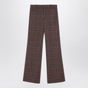 Pantalones de lana marrones acampanados a cuadros Chloé