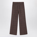 Pantalones de lana marrones acampanados a cuadros Chloé