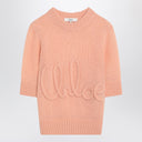 Chloé Peach-colored top with logo embroidery