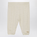 Legging de algodón y lana bordado marfil de Chloé