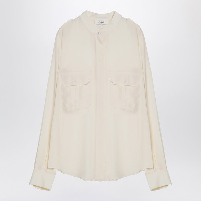 Chloé elfenbeinfarbene Seidenbluse