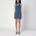 Coperni Mini blue denim dress with floral pattern