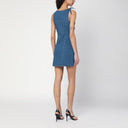 Coperni Mini blue denim dress with floral pattern