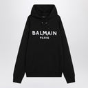 Balmain Black cotton hoodie with logo