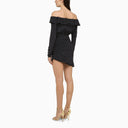 Alessandra Rich Blue silk minidress with white polka dots
